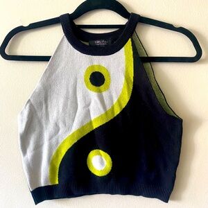 Yin Yang Cropped Halter Top